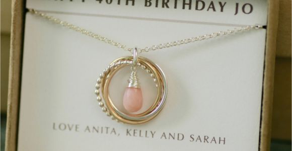 Fortieth Birthday Gifts for Her 40th Birthday Gift for Her October Birthstone Necklace Pink