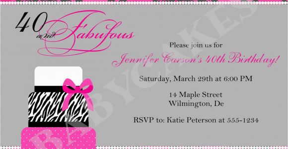 Fortieth Birthday Invitations 40th Birthday Invitation Wording Template Best Template