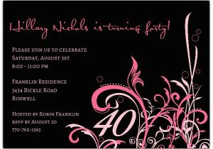 Fortieth Birthday Invitations Cabiri Pink 40th Birthday Invitations Paperstyle