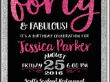 Fortieth Birthday Invitations Pink Black forty and Fabulous 40th Birthday Invitations