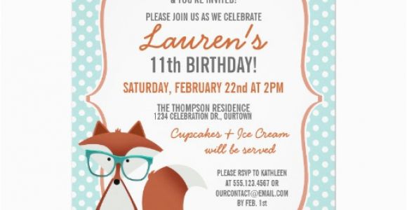 Fox News Birthday Invitation Cutie Cartoon Fox Birthday Party Invitations 5 Quot X 7