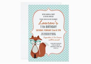 Fox News Birthday Invitation Cutie Cartoon Fox Birthday Party Invitations Zazzle