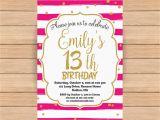 Free 13th Birthday Invitations 13th Birthday Invitation Thirteenth Birthday Gold Glitter