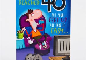 Free 40th Birthday Cards for Him 40th Birthday Card Put Your Feet Up Only 59p