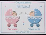 Free Birthday Cards for Twins Personalised Handmade 3d New Baby Card Twins Ebay