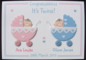 Free Birthday Cards for Twins Personalised Handmade 3d New Baby Card Twins Ebay