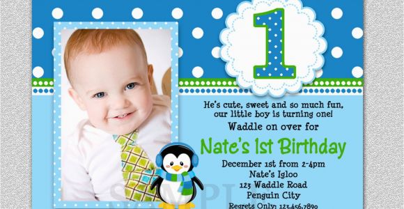 Free E Invite for First Birthday Penguin Birthday Invitation Penguin 1st Birthday Party Invites