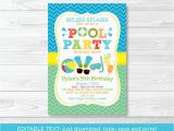 Free Editable Birthday Invitations Boys Pool Party Printable Birthday Invitation Editable Pdf