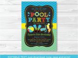 Free Editable Birthday Invitations Boys Pool Party Printable Chalkboard Birthday Invitation