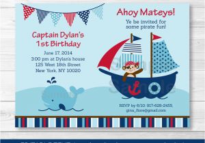 Free Editable Birthday Invitations Pirate Monkey Nautical Whale Printable Birthday Invitation