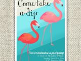 Free Flamingo Birthday Invitations Flamingo Birthday Party Invitation Retro Pool Party