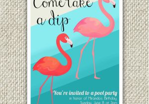 Free Flamingo Birthday Invitations Flamingo Birthday Party Invitation Retro Pool Party