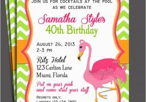 Free Flamingo Birthday Invitations Pink Flamingo Invitation Printable or Printed with Free