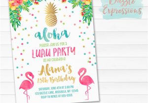 Free Flamingo Birthday Invitations Printable Gold Pineapple Flamingo Birthday Invitation