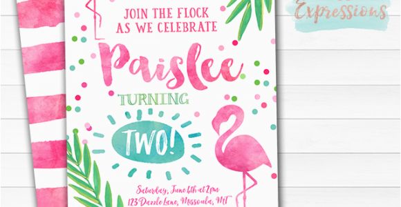 Free Flamingo Birthday Invitations Printable Watercolor Flamingo Birthday Invitation Luau