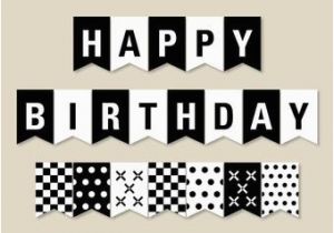 Free Happy Birthday Banner Printable Black and White Birthday Pennant Banner Felt Die Cut Letters and Cardstock