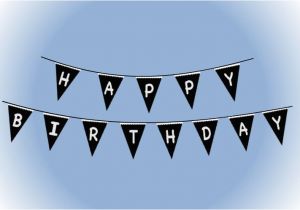 Free Happy Birthday Banner Printable Black and White Happy Birthday Free Party Banner Bunting Black White