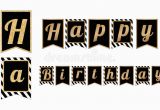 Free Happy Birthday Banner Printable Black and White Happy Birthday Party Banners Flags with Stripes Pattern