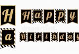 Free Happy Birthday Banner Printable Black and White Happy Birthday Party Banners Flags with Stripes Pattern