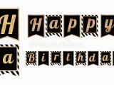 Free Happy Birthday Banner Printable Black and White Happy Birthday Party Banners Flags with Stripes Pattern