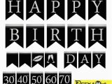 Free Happy Birthday Banner Printable Black and White Instant Download Black Silver Birthday Banners Printable