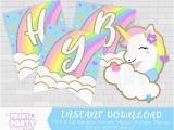 Free Happy Birthday Banner Printable Unicorn Printable Rainbow Unicorn Happy Birthday Banner Unicorn