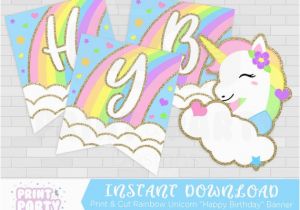 Free Happy Birthday Banner Printable Unicorn Printable Rainbow Unicorn Happy Birthday Banner Unicorn