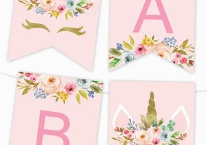 Free Happy Birthday Banner Printable Unicorn Unicorn Floral Printable Banner Chicfetti