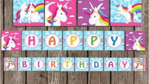 Free Happy Birthday Banner Printable Unicorn Unicorn Rainbow Banner Instant Download Unicorn Birthday