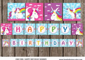 Free Happy Birthday Banner Printable Unicorn Unicorn Rainbow Banner Instant Download Unicorn Birthday