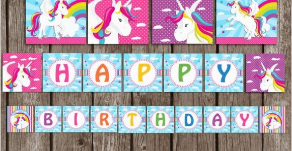 Free Happy Birthday Banner Printable Unicorn Unicorn Rainbow Banner Instant Download Unicorn Birthday