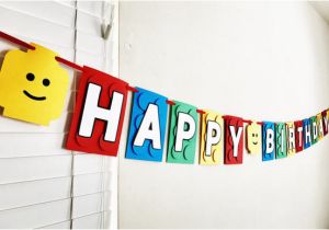 Free Lego Happy Birthday Banner Building Brick theme Birthday Banner Building Blocks Party