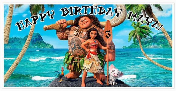 Free Moana Happy Birthday Banner Moana Birthday Banner Personalized Party Backdrop Ebay