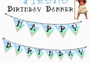 Free Moana Happy Birthday Banner Moana Party Printables Printable Banner Party Decoration