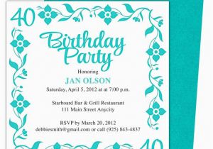 Free Online 40th Birthday Invitation Templates Border 40th Birthday Party Invitation Templates Shown Here