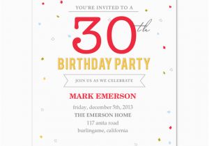 Free Online Birthday Invitations to Email Birthday Invitation Template 30th Birthday