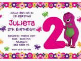 Free Personalized Barney Birthday Invitations Girly Barney Invite Girly Barney Inspired Party