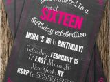 Free Printable 16th Birthday Invitations Chalkboard Sweet 16 Birthday Invitation by