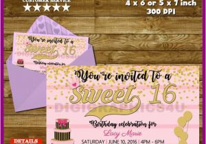 Free Printable 16th Birthday Invitations Sweet 16 Sixteen 16th Birthday Party Invitation
