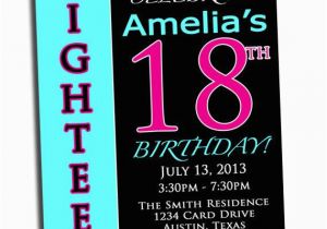 Free Printable 18th Birthday Invitations 18th Birthday Pink Black and Cyan Party Printable