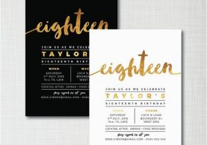 Free Printable 18th Birthday Invitations Modern Gold Foil 18th Birthday Printable Digital