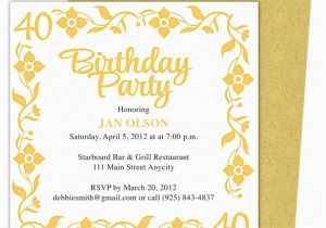 Free Printable 40th Birthday Party Invitation Templates 40th Party Invitation Template Free