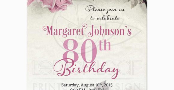 Free Printable 80th Birthday Invitations Templates 80th Birthday Party Invitations Party Invitations Templates