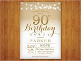 Free Printable 90th Birthday Invitations 90th Birthday Invitation Gold and White String Lights 70th