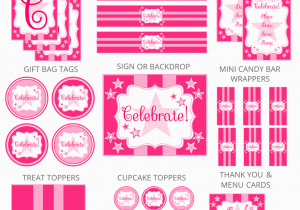 Free Printable American Girl Birthday Cards Free Pink Star Party Printables Extras Printabelle