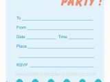 Free Printable Birthday Invitations for Kids Parties Blank Pool Party Ticket Invitation Template
