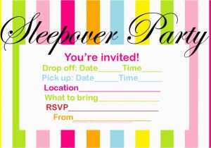 Free Printable Birthday Invitations for Teens Invitations for Sleepover Party