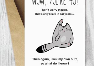 Free Printable Cat Birthday Cards 40th Birthday Card Printable Birthday Card Funny Cat