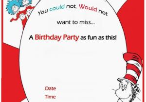 Free Printable Dr Seuss Birthday Invitations Dr Seuss Birthday Invitation Free Template Invitations
