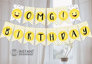 Free Printable Emoji Happy Birthday Banner Printable Diy Emoji Party Banner Birthday Party Graduation